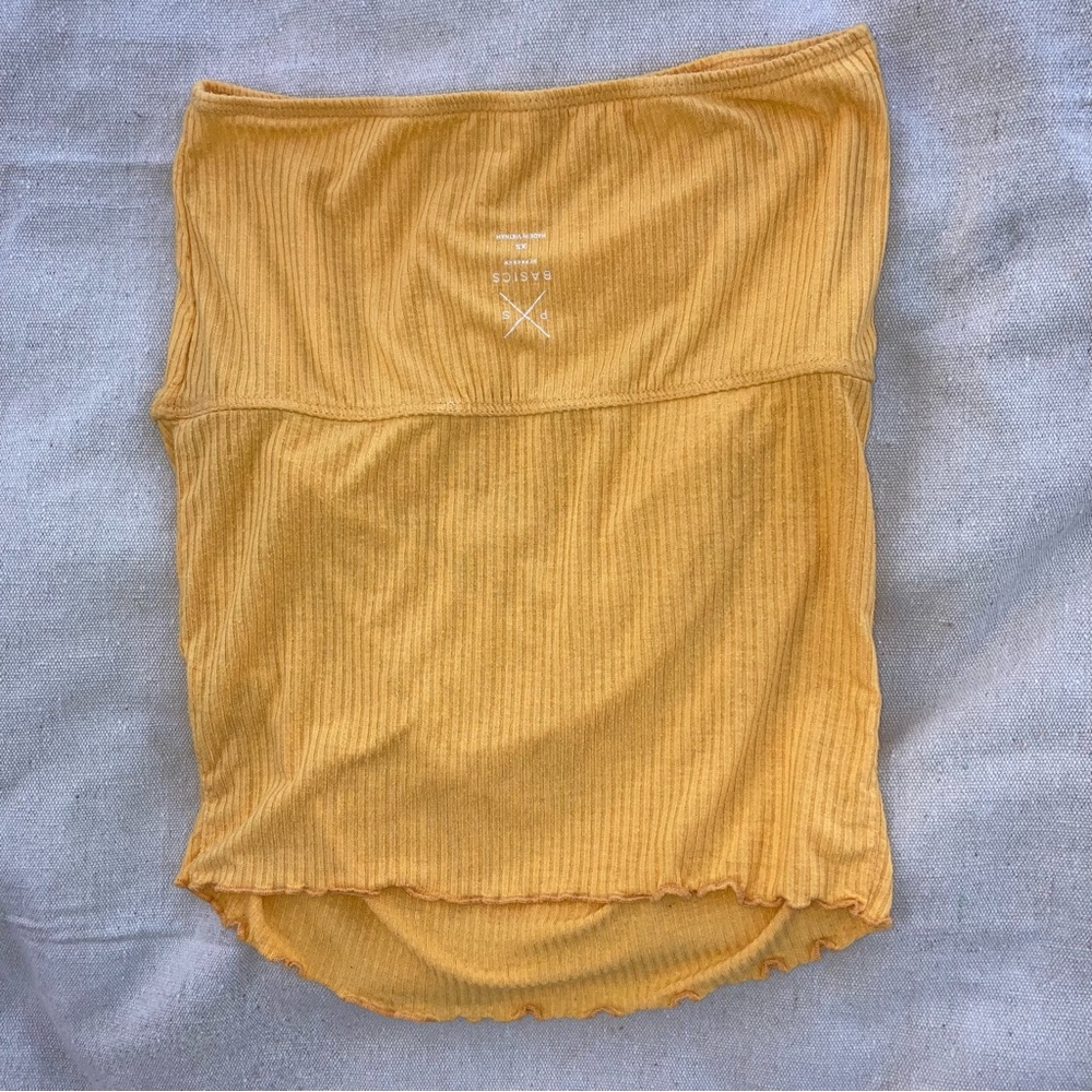 PS Basics by PacSun Yellow Gold Strapless Halter Top Size XS Made in Vietnam